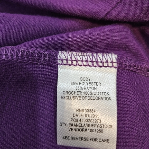 Energie Purple Crocheted Racerback Floral Embroidered Tank Top Women's Small - Picture 7 of 9